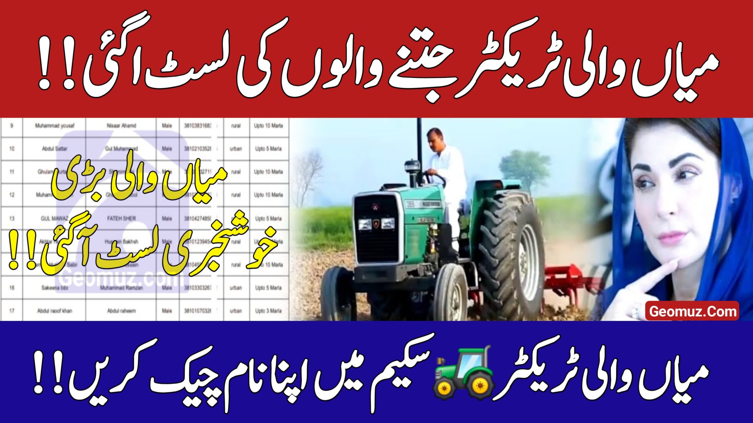 Green Tractor Scheme Mianwali List in PDF Download || Green Tractor Scheme Winner List Check Now, geomuz.com